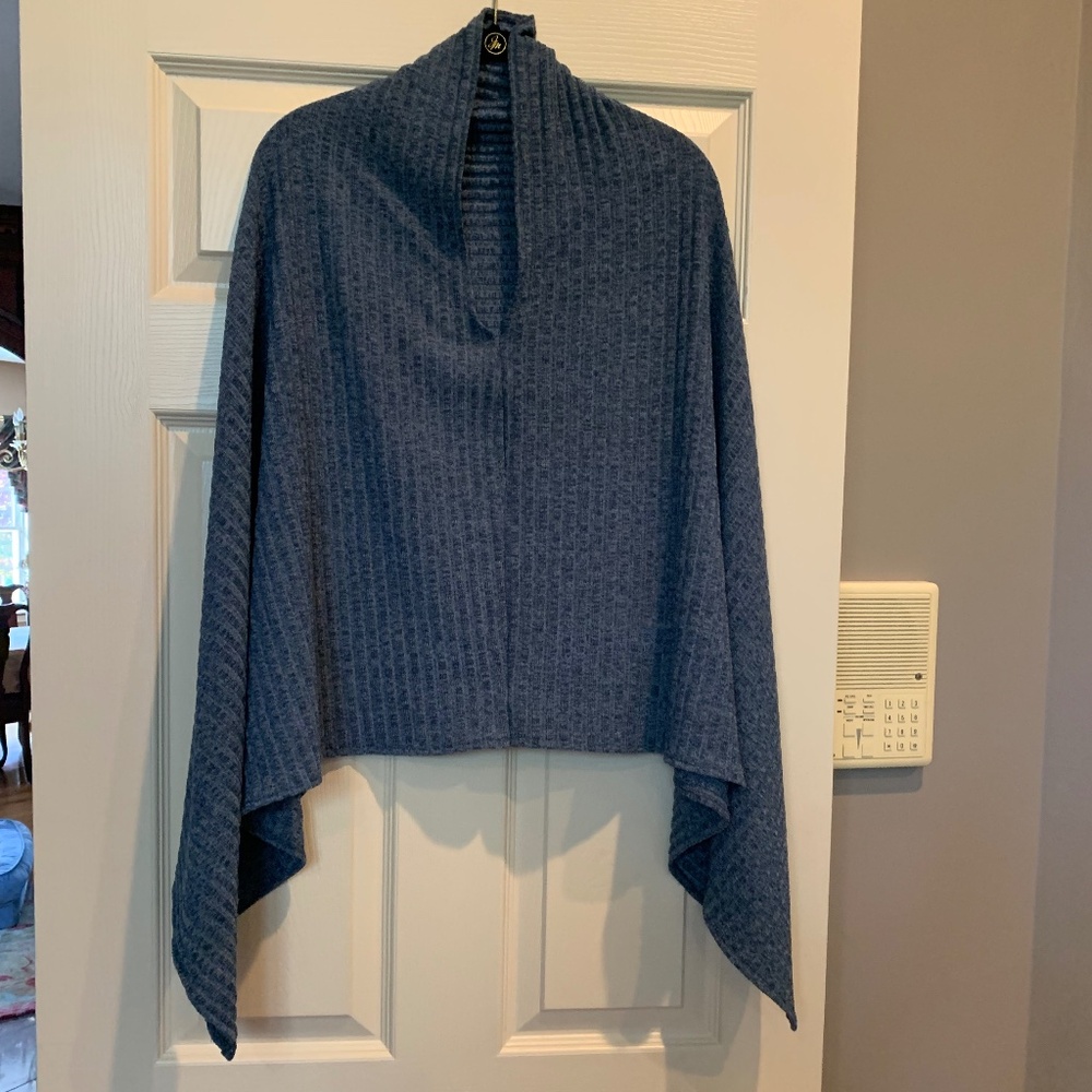 Denim Blue Poncho Sweater sz OS